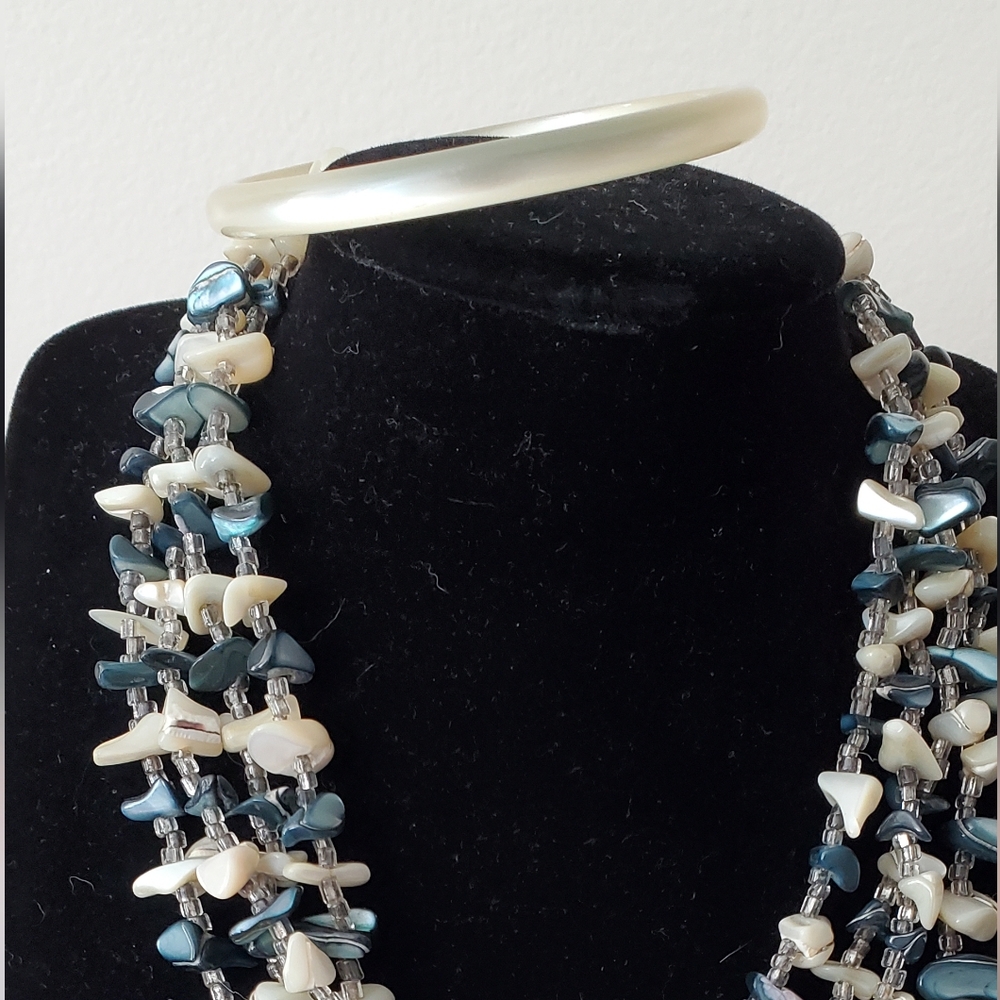 Mother of Pearl and Abalone nugget necklace